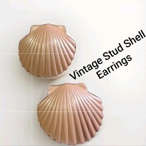 Vintage Stud Earrings Large PEACH Color Statement Earrings Retro